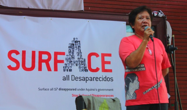 Mrs. Concepcion Empeño says enforced disappearances continue under the Aquino administration. (Photo by Ronalyn V. Olea/ Bulatlat.com)