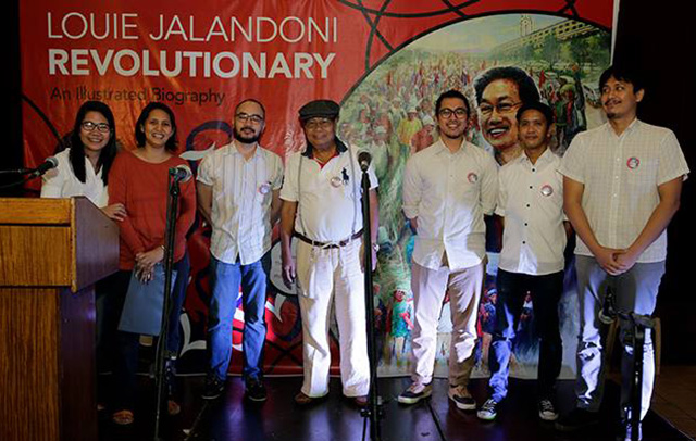 Author Ina Alleco R. Silverio, managing editor Walkie Mirana and some of the artists behind the Louie Jalandoni Revolutionary (Photo by Kodao Productions)