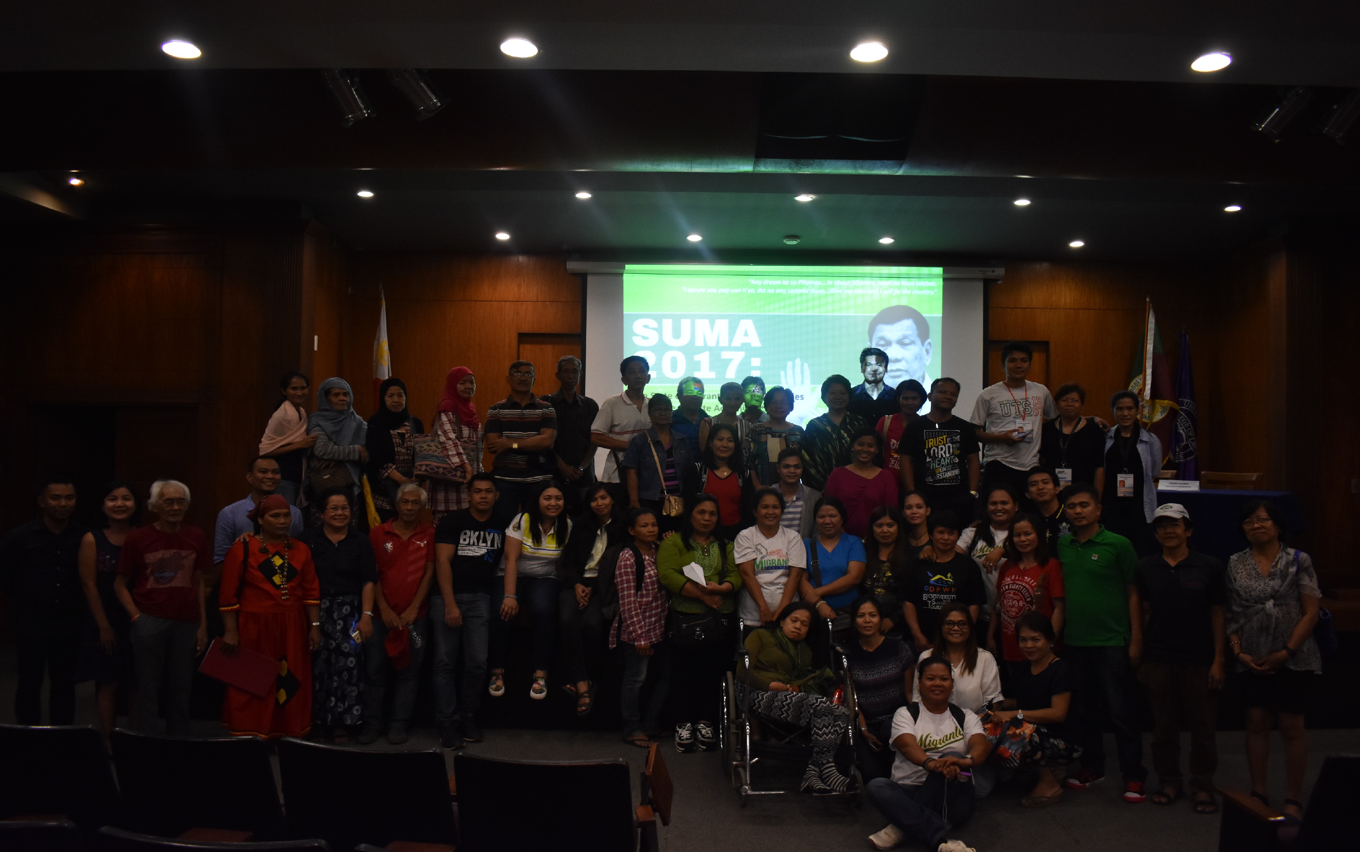 Migrante and other rights advocates after the Suma 2017 forum on June 7 (Photo by Ian Irving Bazarte/Bulatlat)