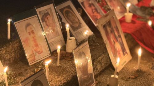 Photos of victims of Duterte's 'drug war' at the candlelighting at the Bantayog ng mga Bayani in Quezon City on July 1, the 10th year of Oplan Tokhang.